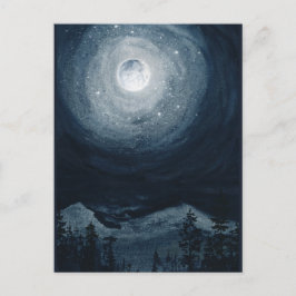 Helle Vollmond Stern dunkelblauer Nachthimmel Postkarte