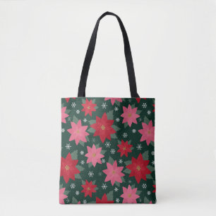 Helle vornehme Weihnachts-Poinsettien-Tragetasche