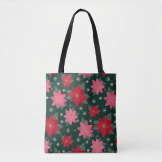 Helle vornehme Weihnachts-Poinsettien-Tragetasche