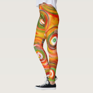 Helle Warme Kreise und Wirbel Original Abstrakt Leggings