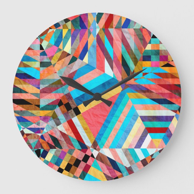 Helle Wasserfarbe: Abstrakte Fantasie Hintergrund Große Wanduhr (Vorderseite)