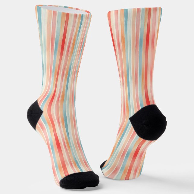 Helle Wasserfarbe Farbige Streifenmuster Socken (Gewinkelt)