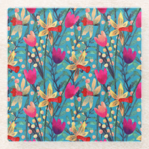 Helle Wasserfarbe: florennahes Design. Glasuntersetzer