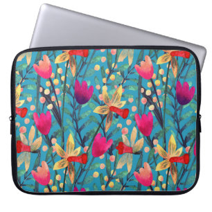 Helle Wasserfarbe: florennahes Design. Laptopschutzhülle