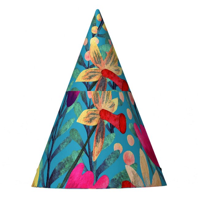 Helle Wasserfarbe: florennahes Design. Partyhütchen (Vorderseite)