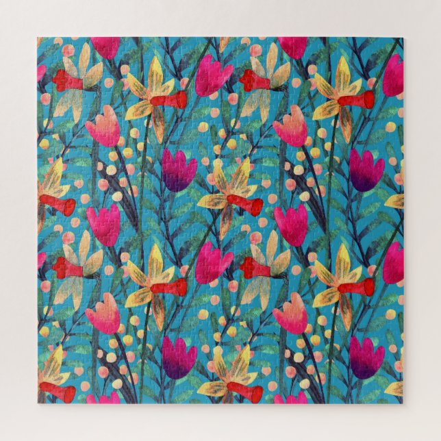 Helle Wasserfarbe: florennahes Design. Puzzle (Vertikal)