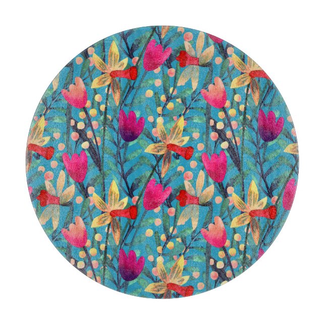 Helle Wasserfarbe: florennahes Design. Schneidebrett (Vorderseite)