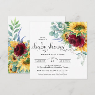 Helle Wasserfarbe Sonnenblumen Babydusche Einladung