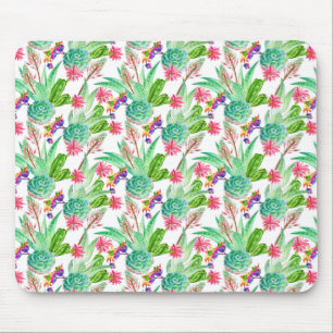 Helle Wasserfarbenkakteen und Sukkulente Muster Mousepad