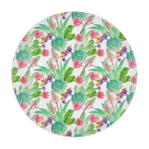 Helle Wasserfarbenkakteen und Sukkulente Muster Schneidebrett