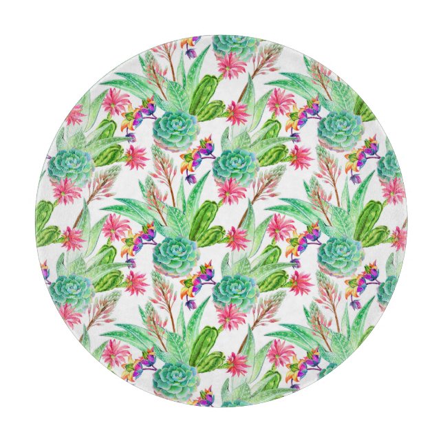 Helle Wasserfarbenkakteen und Sukkulente Muster Schneidebrett (Vorderseite)