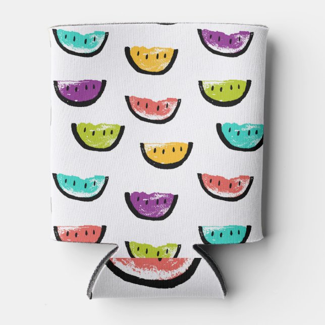 Helle Wassermelonen: farbenfrohe nahtlose Muster. Dosenkühler (Vorderseite)