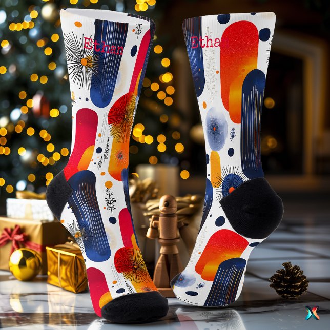 Helle Weihnachten mit roten, blauen und goldenen S Socken (Von Creator hochgeladen)