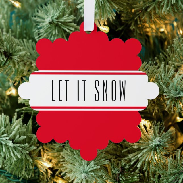 Helle Weihnachten Red White Stripes LASSEN ES SCHN Ornament Karte (Insitu (Baum))