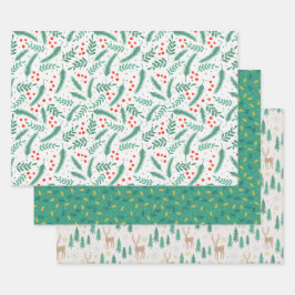 Helle Weihnachts Grüne Kugel: Farbwald Grün Geschenkpapier Set