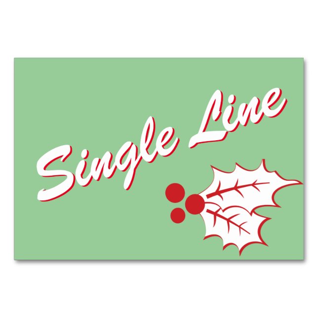 Helle Weihnachts-Holly Custom Buffet Card Tischnummer (Vorderseite)