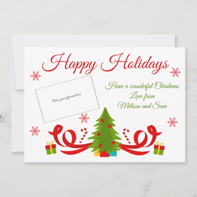 Helle Weihnachtsbaum-Weihnachtsgeschenk-Kartenhalt Karte (Vorderseite)