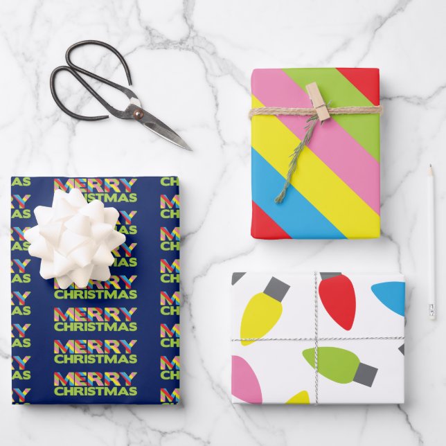 Helle Weihnachtsbeleuchtung Wrapping Paper Sheets Geschenkpapier Set (Vorderseite)
