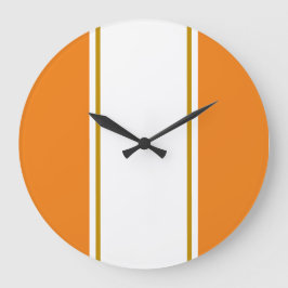 Helle, weiße, braune Streifen auf warmen Orangen Große Wanduhr