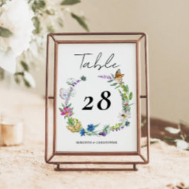 Helle Wildblume Hochzeit Tischnummer