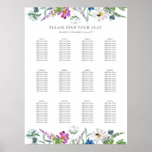 Helle Wildblumen 12 Tabelle Hochzeitssortierung Poster