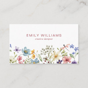 Helle Wildblumen Florales Geschäftskarten-Design Visitenkarte