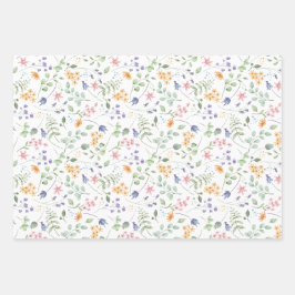 Helle Wildblumen individuelle Name Geschenkpapier Set