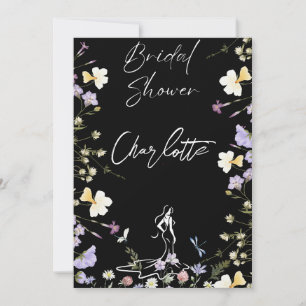 Helle wilde Blumen Schriftzug Braut-  Einladung