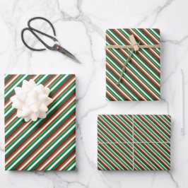 Helle Winterfarben Streifen Set 2 Geschenkpapier Set