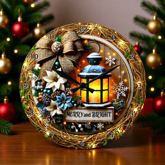 Helle Winterlaterne Große Wanduhr