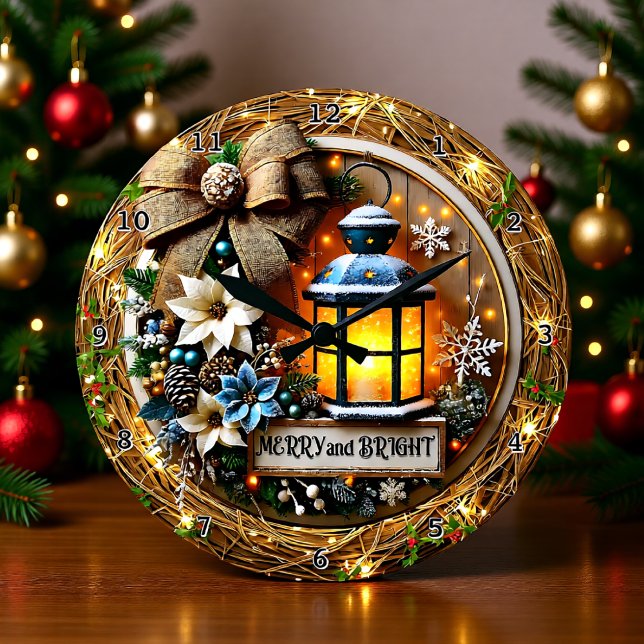 Helle Winterlaterne Große Wanduhr (Von Creator hochgeladen)