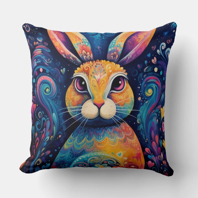 Helle Wirbel und Herzen Blau Kissen (Vorderseite)