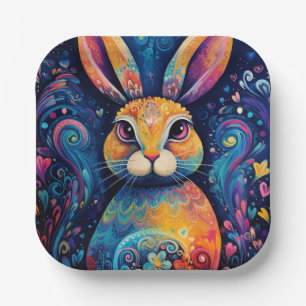 Helle Wirbel und Herzen Blau Pappteller