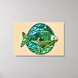 Helle zeitgenössische Friendly Fish Kunstprint Leinwanddruck