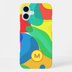 Helle Zirkusfarben Monogramm-Muster iPhone 16 Plus Hülle