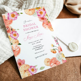 Helle Zitrusfrüchte und Kokette Blume Brautparty Einladung