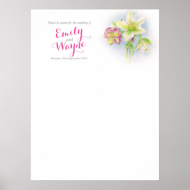 Hellebore Art Wedding Tischplaner Poster (Vorne)