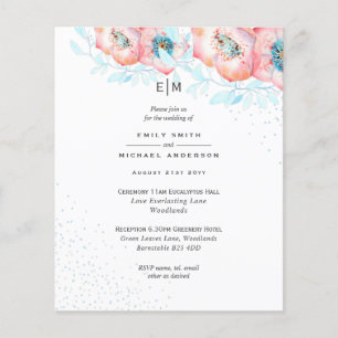 Hellebore Blau Dusty Rose Hochzeitsfeier BUDGET Flyer