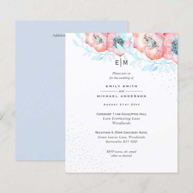 Hellebore Blue Dusty Rose Wedding Reception BUDGET (Vorne/Hinten)