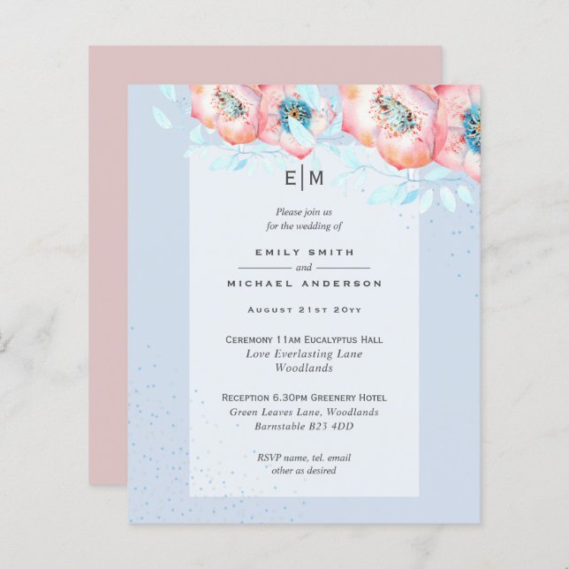 Hellebore Blue Dusty Rose Wedding Reception BUDGET (Vorne/Hinten)