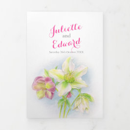 Hellebore Blume Hochzeit der Wasserfarbe Dreifach-gefaltete Programmkarte