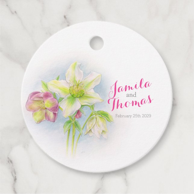 Hellebore-individuelle Namen für Hochzeiten und Da Geschenkanhänger (Vorderseite)