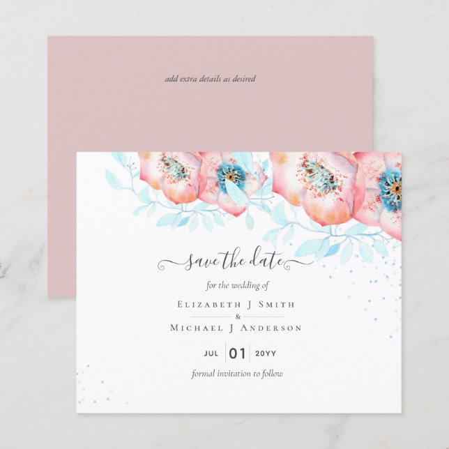 Hellebore Turquoise Peach Floral Wedding (Vorne/Hinten)