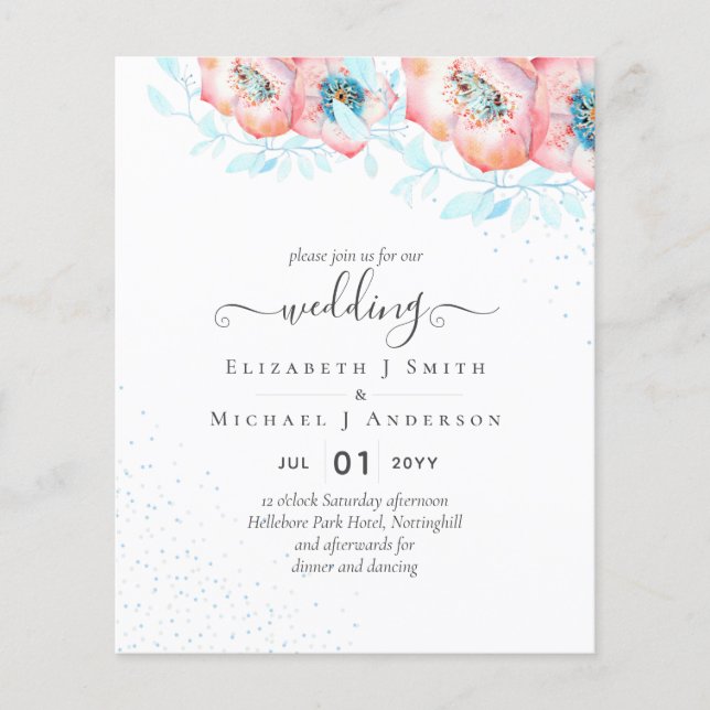 Hellebore Turquoise Peach Floral Wedding Flyer (Vorne)