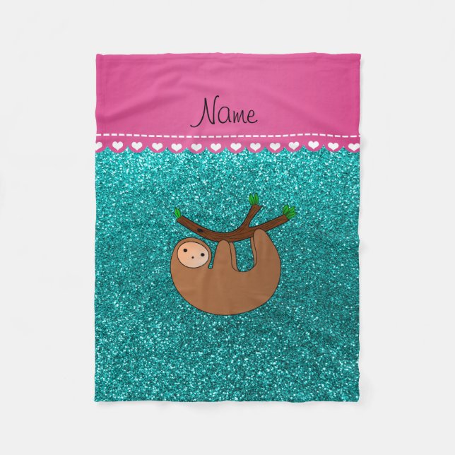 Heller Aqua-Glitter des personalisierten Fleecedecke (Vorderseite)