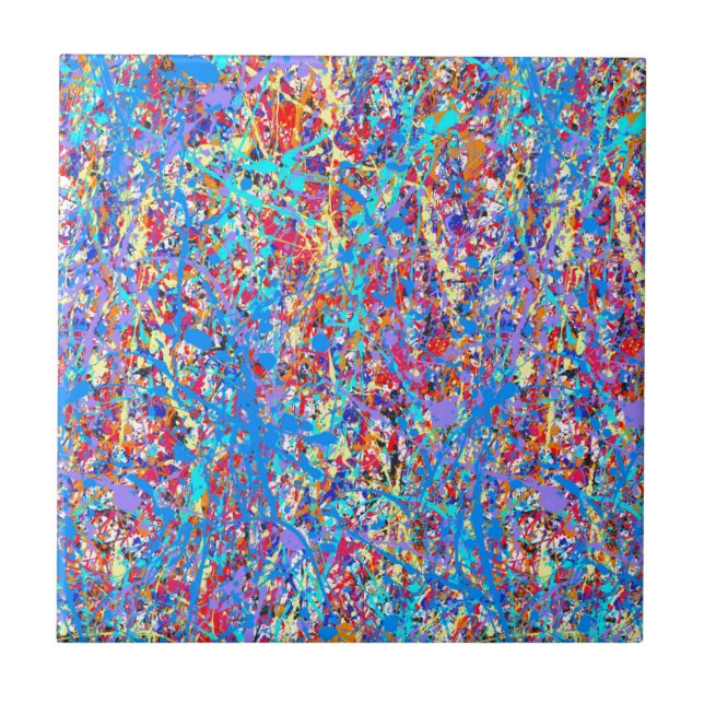 Heller blauer Farben-Spritzer abstrakt Fliese (Vorderseite)