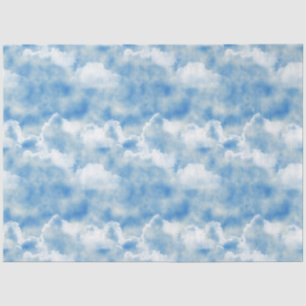Heller blauer Himmel mit flauschigen weißen Wolken Seidenpapier