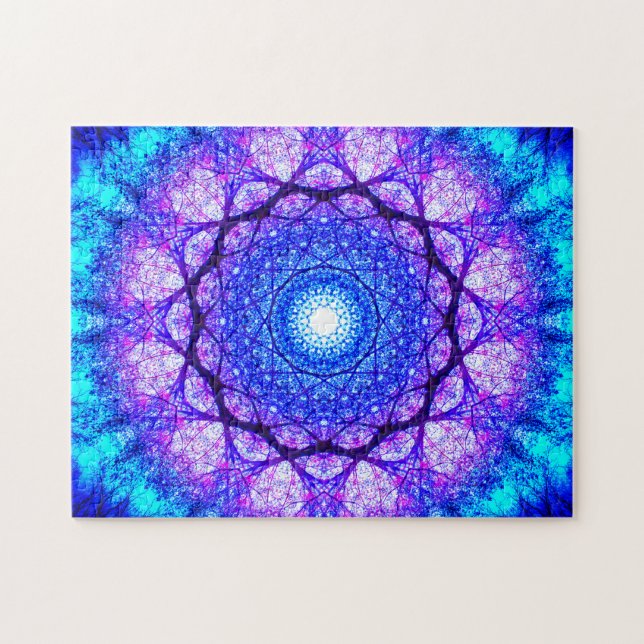 Heller blauer und lila Mandala Puzzle (Horizontal)