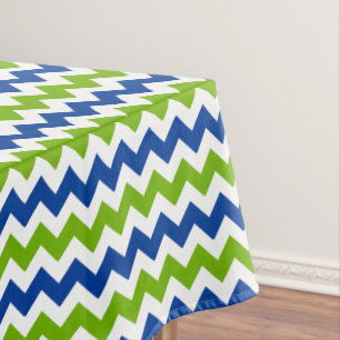 Heller blauer und Limoner grüner Zickzack Tischdecke