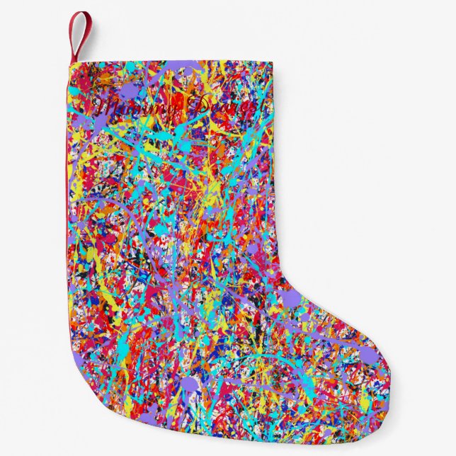 Heller Farben-Spritzer abstrakt Kleiner Weihnachtsstrumpf (Vorderseite)